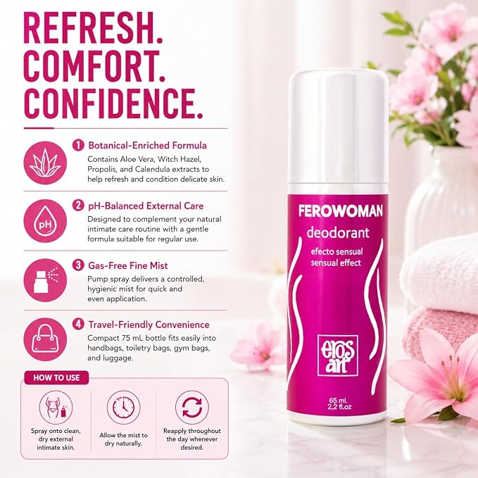 Women's Intimate Deodorant Spray – Daily Feminine Freshness, pH-Balanced External Care, Aloe Vera & Botanical Extracts, Alcohol-Free Gentle Personal Hygiene Mist, Daily Use, 75 mL