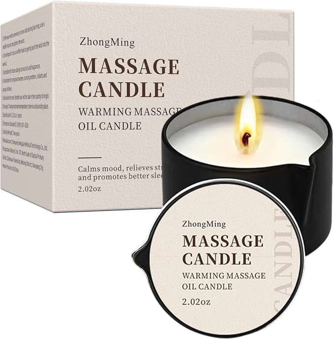 Warming Massage Oil Candle, Scented Body Oil Candle for Spa & Home Use, Romantic Gift, 2.02 oz (Odorless)