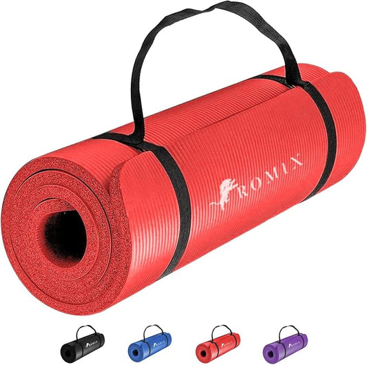 ROMIX Yoga Mat Thick 2/5 Inch (10mm), 72"L x 24"W Non-Slip Workout Mat, Large Yoga Mats for Women Men With Carry Bag and Strap, Exercise Mats for Home Workout Meditation Training Equipment