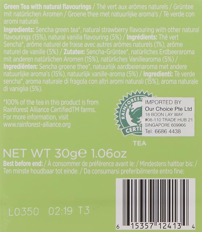 Taylors of Harrogate Strawberry & Vanilla, Green Tea, Individually Wrapped Bags, Smooth, Juicy and Sweet, Caffeinated, Enjoy Hot or Iced, 20 Count (Pack of 2)