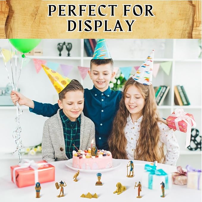 Liberty Imports 12 PCS Ancient Egypt Toys, Mini Egyptian Figurines Play Set - Pyramids of Giza, Mummy, King TUT, Sphinx, Anubis and Artifacts for Kids, School Projects