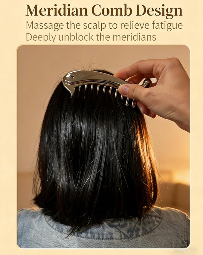 Manual Head Massager Scalp Comb,Protable Stainless Steel Gua Sha Facial Tool，Trigger Point Massager Tool for Foot Hand Back