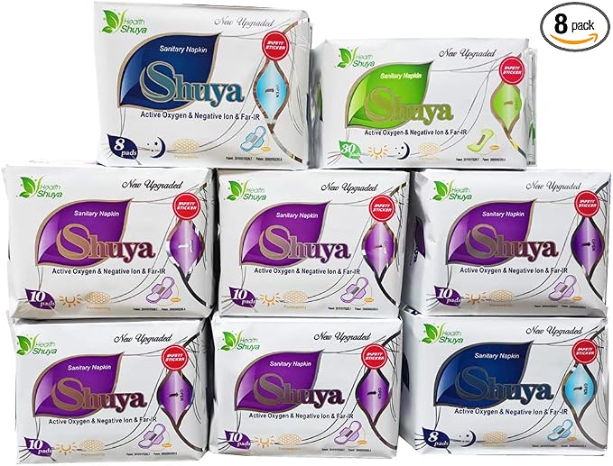 SHUYA Patented Anion Soft Breathable Sanitary Pads and Panty Liners Combination Suit Package, Scented-96Count (Packs of 8)