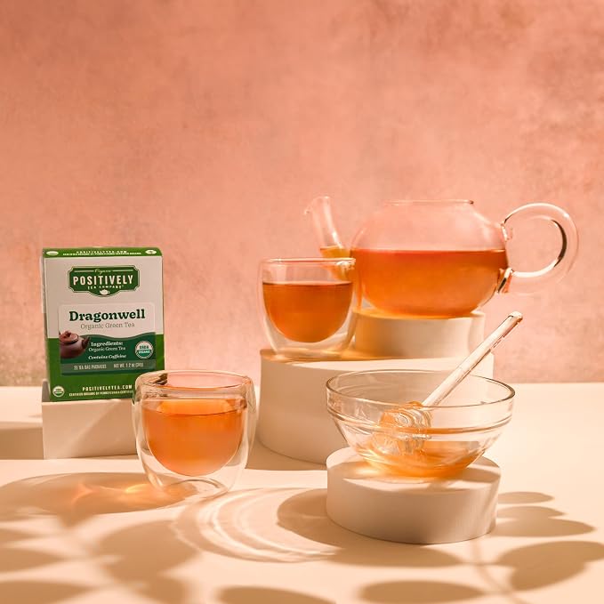 Organic Positively Tea Company, Dragonwell Green Tea Bags, 20 Count