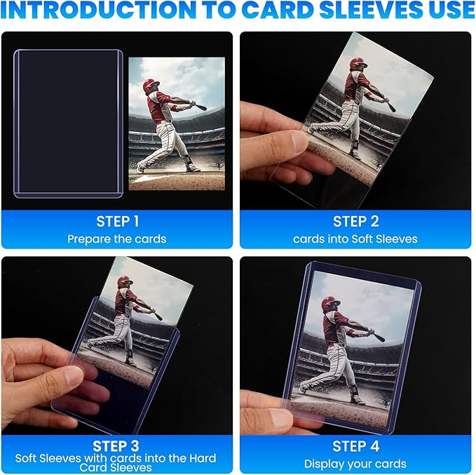1200 Card Sleeves Top Loaders for Cards, 3" x 4" Hard Plastic Toploaders, Baseball Card Protectors, Trading Card Holder for Football Sports Cards (600 Toploaders + 600 Penny Sleeves)