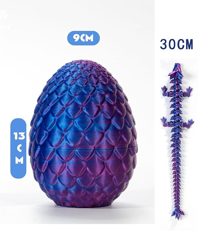 3D Printed Dragon Easter Egg - Perfect Basket Essentials Stuffers, Prefilled Easter Egg Filled with Toy, Articulated Crystal Dragon Fidget Toy