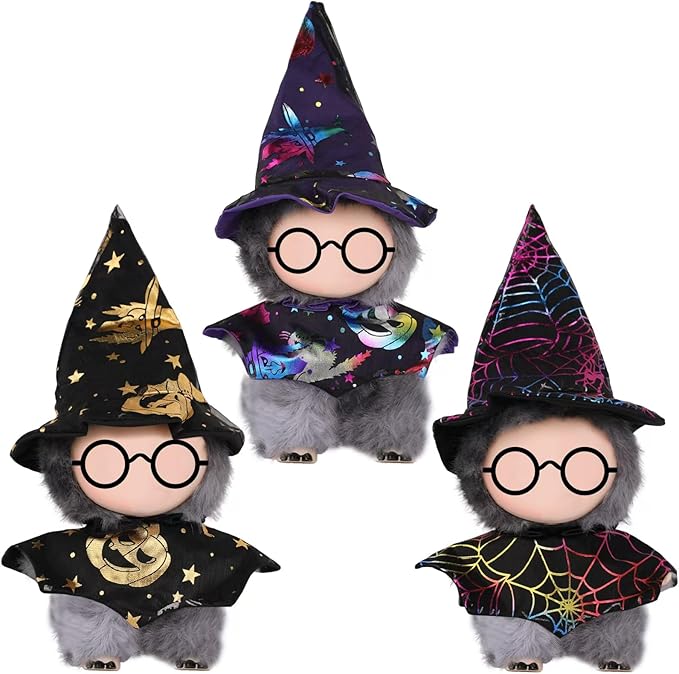 3 Pack Doll Halloween Clothes for 17 cm Plush，Cute Doll Clothes Set，Stylish Adorable Dolls Clothes Accessories for Dress up Unique Style (No Dolls, No Glasses)
