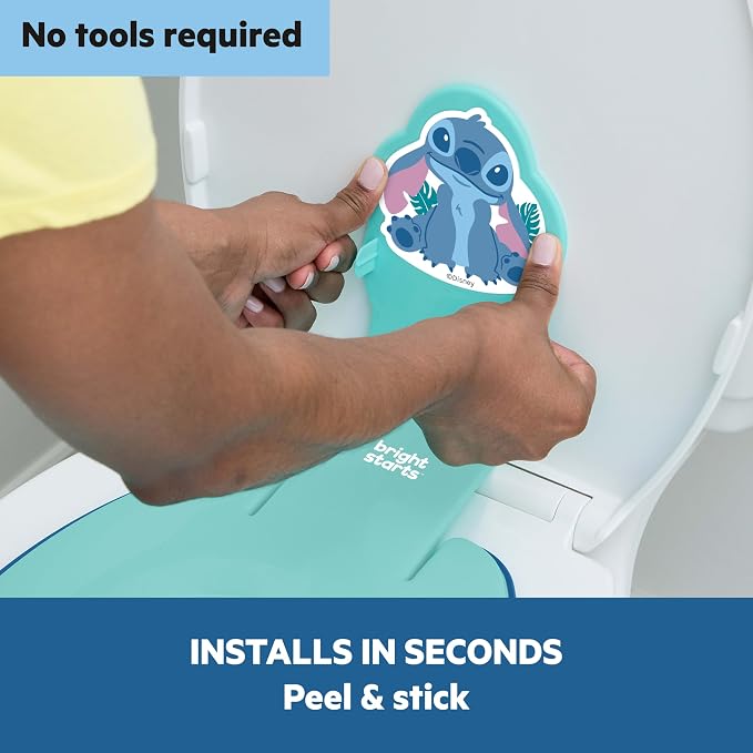 Bright Starts Disney Baby Stitch Flip & Sit Potty Training Seat, Attaches to Toilet Securely, Space Saving Design Fits Most Toilets, Easy to Clean