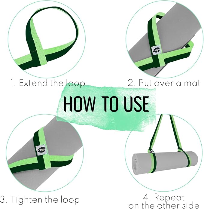 TECEUM Yoga Mat Strap – Extra Soft & Thick Cotton Carrier for All Mats | Adjustable Skin-friendly & Non-Slip Mat Holder Sling in 30+ Colors [Mat Not Included]