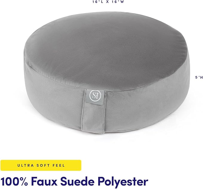Meditation Cushion Bolster Pillow for Restorative Yoga – Supportive Cushion for Meditation, Pilates, and Relaxation – Filled with Buckwheat Hulls - Removable Cover
