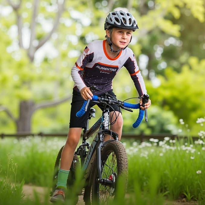 Kids Cycling Jersey Long Sleeve Dirt Bike Motocross Shirt, BMX Off-Road Racing Clothing