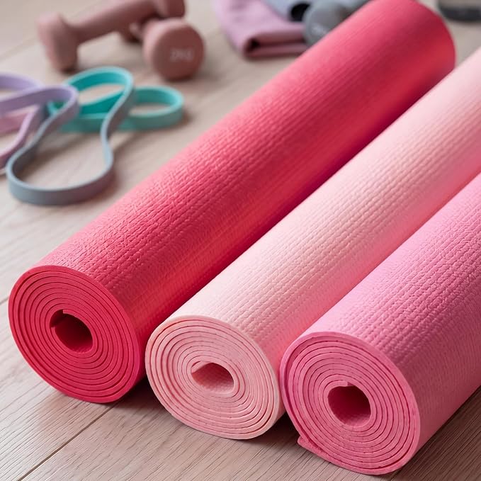 3 mm Thin Yoga Mats Bulk, Lightweight PVC Exercise Mats Non Slip Workout Fitness Pads for Yoga Pilates Stretching Classes Gym Home Studio, Easy to Clean