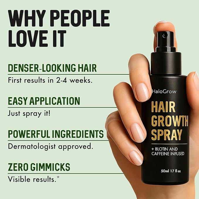 Hair Growth Serum Spray for Women & Men – Biotin & Caffeine Hair Loss Treatment, Anti-Thinning Hair Regrowth Oil, Advanced Thickening Formula (3 pack)