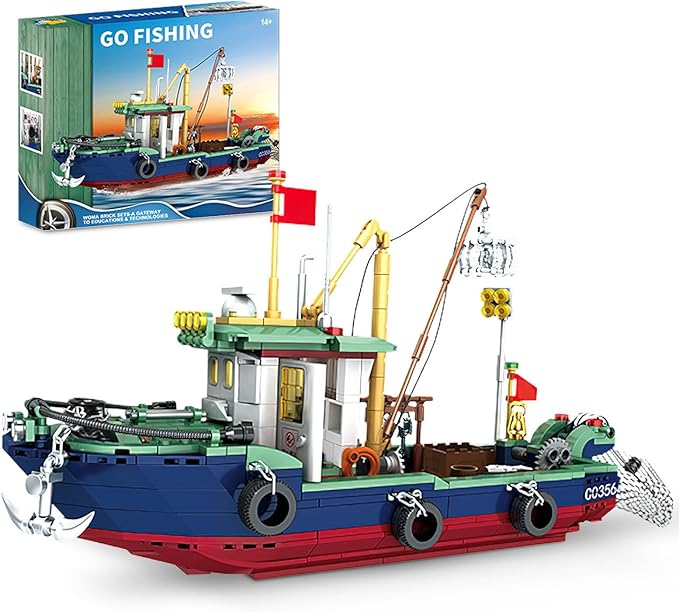 City Ocean Fishing Boat Building Sets, Compatible with Lego City Boat, Sea Fishing Ship Building Set Collection Decoration (582 Pcs)