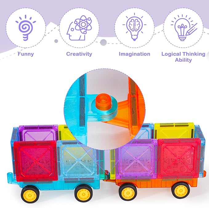 ShowyLive 4 Piece Car Truck Construction Kit Toy Set, Educational and Creative Toy for Boys and Girls Ages 3+