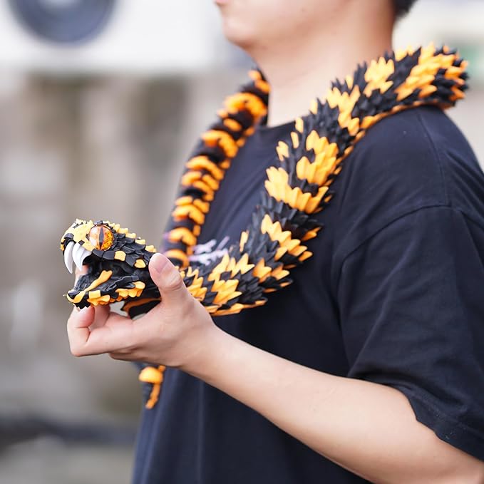 Super Large 3D Printed snake with a movable mouth,47.4inch,Flexible Realistic Articulated Animal Fidget Toys,Mystery Figurines Gifts ,Executive Desk Décor and Festival Collectible (BO 47.4inch)