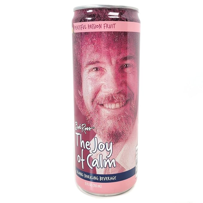 Bob Ross The Joy of Calm Peaceful Passion Fruit Calming Sparkling Beverage with 2 Gosutoys Stickers… (12 Pack)