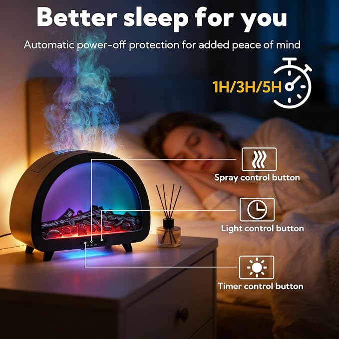 2 Pack Flame Essential Oil Diffuser 200ml Ultrasonic Cool Mist Humidifier 12 Colors LED Light with Remote Control Aromatherapy Diffuser for Home Bedroom Hotel Office Spa Yoga,Wooden Grain+Black