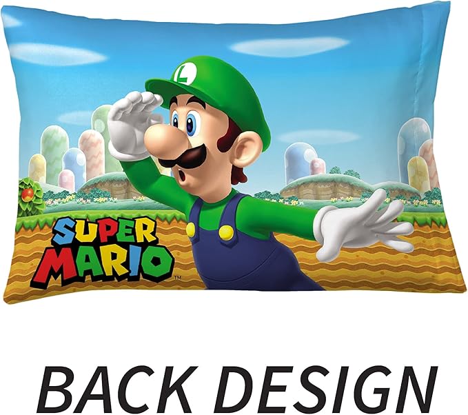 Franco Kids Bedding Super Soft Microfiber Reversible Pillowcase, 20 in x 30 in, Mario