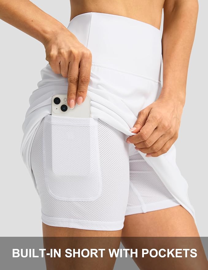 G Gradual 19" Skorts for Woman with Pockets High Waist Golf Skirt | Lightweight, Stretchy, Breathable, Tummy Control, Built-in Shorts, Athletic, Tennis, Pickleball, Casual Summer