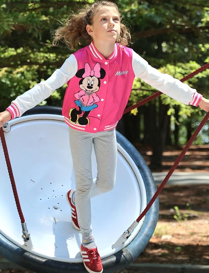 Disney Minnie Mickey Stitch Princess Frozen Marvel Jacket Lightweight Coat Button up Color Block Sweatshirt Sizes 2-14 Years