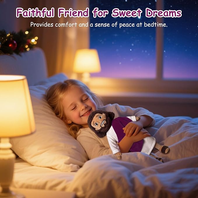 Apragaz 13" Jesus Plush Doll, Jesus Plushies for Kids, Soft & Comfort Christian Toy, Christian Faith Plushie Faith-Based Gift for Boys Girls, Sunday School, Bible Learning, Easter & Christmas(Purple)