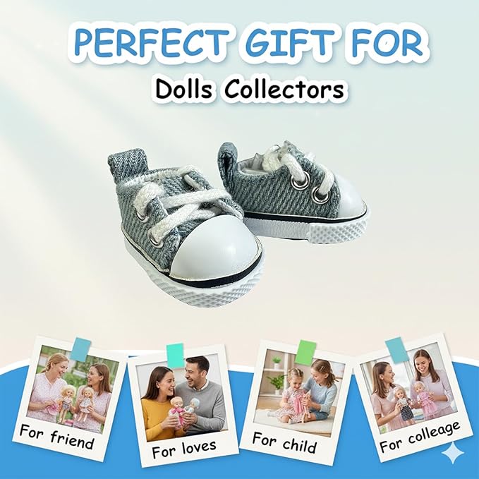 3pcs Doll Accessories Set for 17cm Doll Included Headphones, Canvas Shoes and Mini Gradient-Lens Glasses, Trendy Dress Up Accessories for 6.7 Inches 1st/2nd/3rd Gen Figures (Headphone Set - Blue)