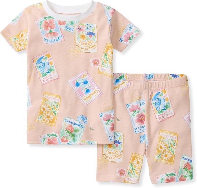 Burt's Bees Baby Unisex Pajamas, Short Sleeve Tee and Shorts 2-Piece PJ Set, 100% Organic Cotton
