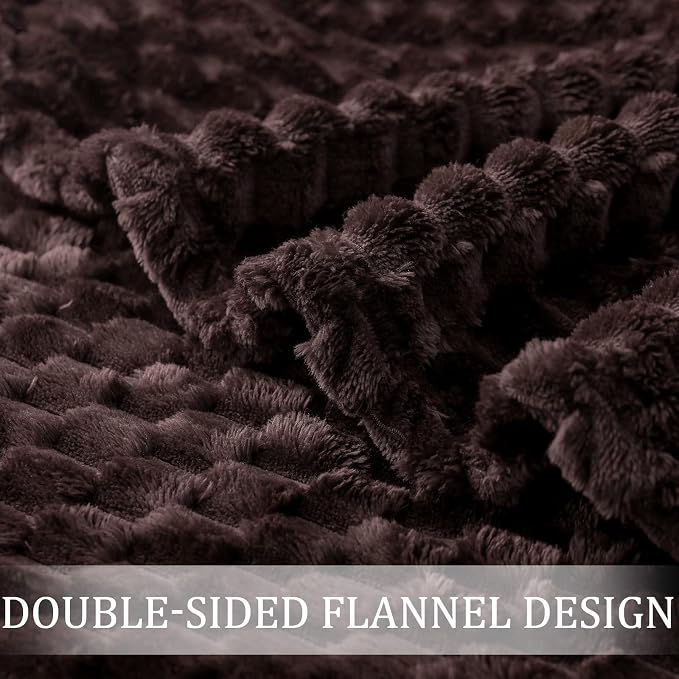 Exclusivo Mezcla 3D Fleece Twin Size Blanket for Bed, Coffee | Extra Soft Fuzzy Plush Lightweight Bed Blankets, Cozy Fluffy Decorative Blankets for All Seasons, 60x80 Inches