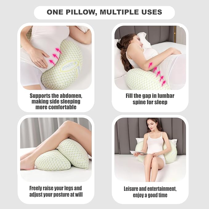 Pregnancy Pillow for Women - Maternity Pillow for Back Pain Relief & Full Body Support, Soft Sleeping Pillow with Removable Cover for Side Sleepers and Pregnancy