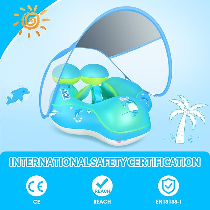 LAYCOL Baby Swimming Float with UPF50+ Sun Canopy Baby Floats for Pool No Flip Overbaby Pool for Baby Age of 3-36 Months