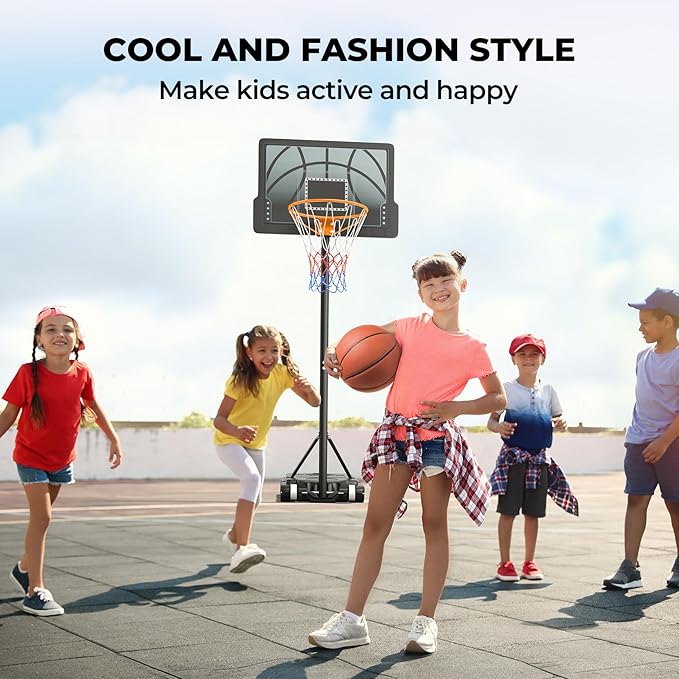 Yohood Kids Basketball Hoop, 3.6-7 FT Height Easy Adjustable, Portable Basketball Hoop Outdoor Indoor for Kids/Teens/Youth, 30" Backboard