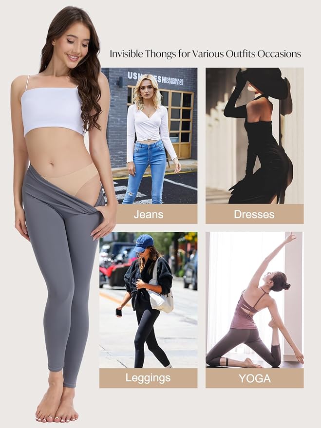Seamless Camel Toe Thongs for Women Invisible Cameltoe Thong Panty Liners No Show Workout G-Strings Underwear