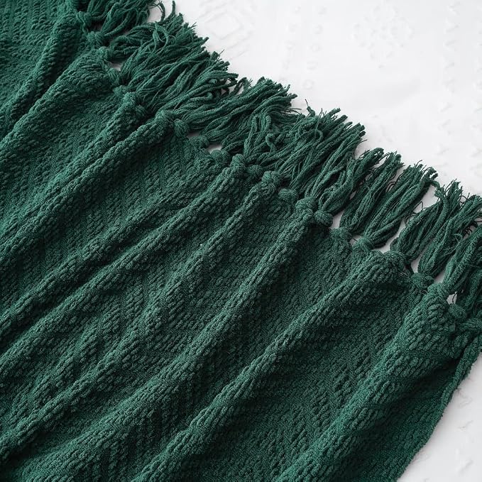 BATTILO HOME Christmas Green Throw Blanket Couch, 50''x60'' | Knit Throw Blanket Versatile Chair, Super Soft Warm Christmas Decor Throw Tassels Bed,Sofa and Living Room