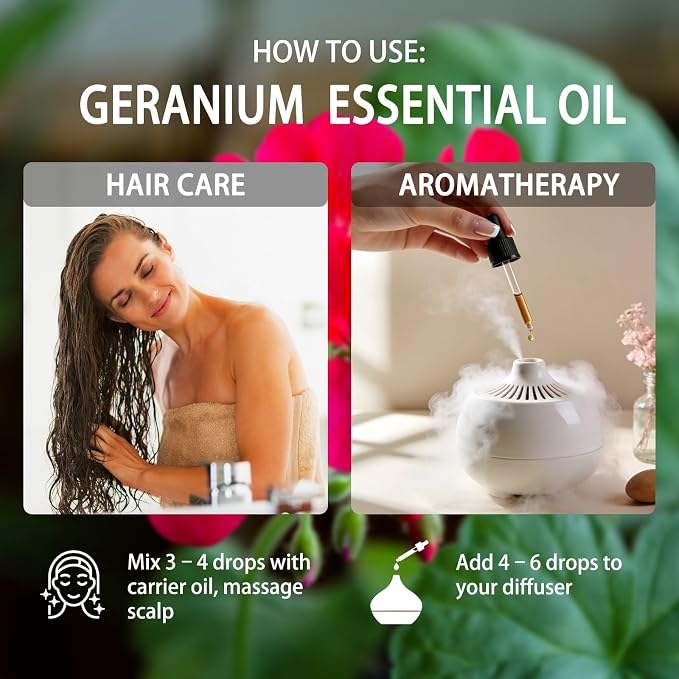 Geranium Essential Oil - Geranium Oil for Diffuser, 16 Fl Oz(480ml) | Candle Making, Soap Making, aroma, Strong Scent, Pure, Natural, Home Fragrance, Massage