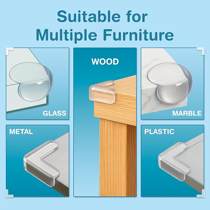 20 Pcs L & Ball Shape Corner Protector Combo Pack for Baby Proofing – 10 L-Shape (4cm) & 10 Ball Cushions (3cm) Clear Edge Safety Bumpers for Sharp Table Corners & Furniture