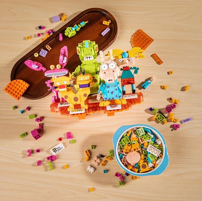 Brickcraft Nickelodeon 90s Brick Building Set 833-Piece Kit to Build Reptar, Arnold, Catdog, Ickis, Rocko Posable Figures for Display & Play Retro Holiday for Kids & Collectors Ages 12+