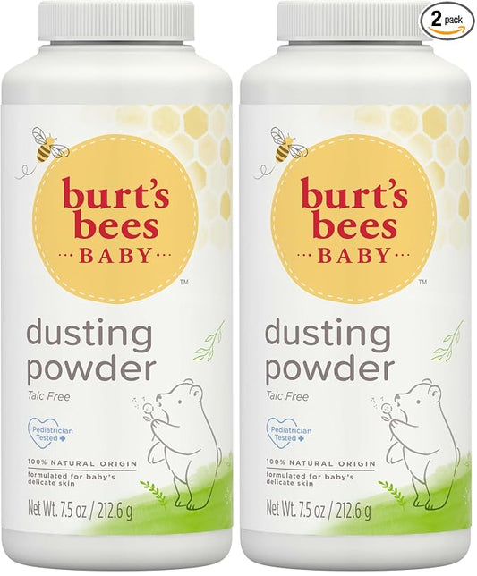 Burt's Bees Baby Dusting Powder,100% Natural Origin Baby Powder Talc-Free,7.5 oz. Bottle,(Pack of 2)