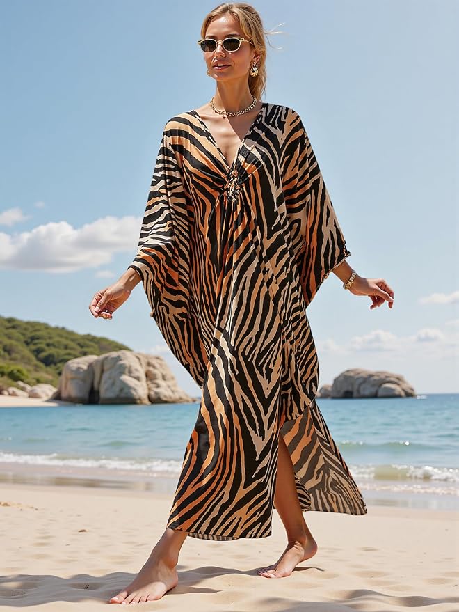 Mumu Dresses for Women Plus Size, Bohemian Kaftan Beach Cover Up Long Maxi Nightgown Soft Loungewear