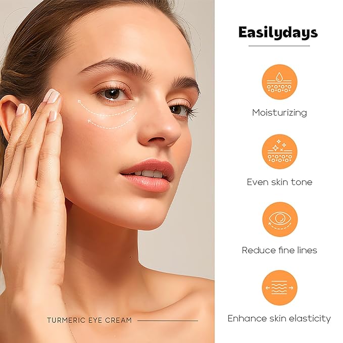Turmeric Under Eye Cream, For Dull Eye Skin, Fine Lines, Eye Bags, Dark Circles, Eye Firming, Even Skin Tone, Hydrating, Moisturizes, Smooths Fine Lines Under Eye Serum, Turmeric Booster Eye Treatment Eye Cream