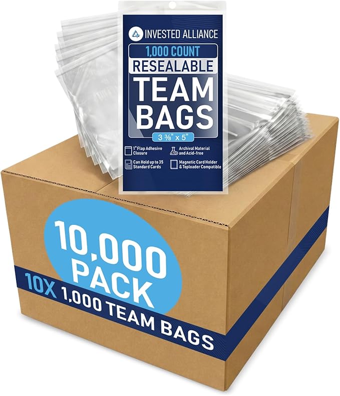 Invested Alliance Resealable Set Team Bags for Trading Cards | Ultra, TCG, Baseball, Sports Card Team Bags Sleeves. Fits Top loaders, Magnetic & Semi Rigid Holders. High Clarity Collectible Sleeves.