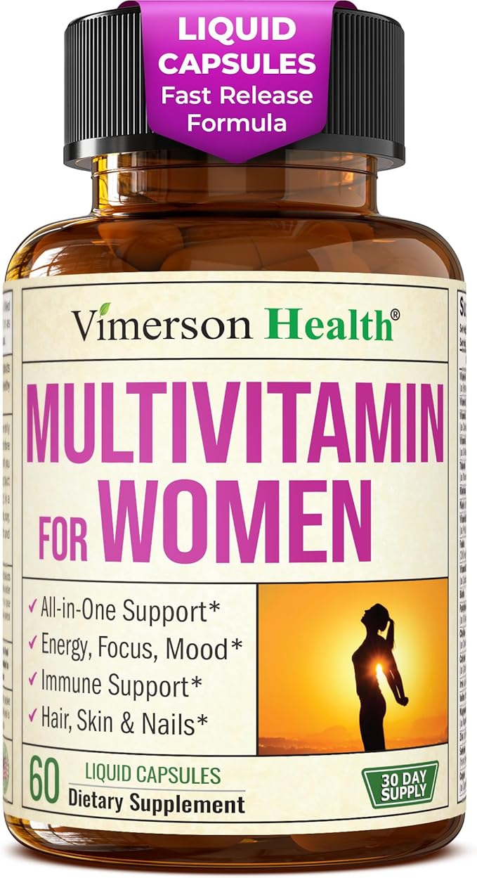 Multivitamin for Women with Bioavailable Vitamins, Minerals, Vitamin D, B12, C, A & Zinc for Energy, Focus and Immune Health – Premium Womens Multivitamins & Multiminerals – 60 Liquid Caps
