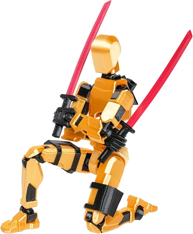 (Assembly Completed Dummy 20 Action Figure, 8.1 inches, Strong Magnetic Accessories, 8 Types of Weapons 3D Printed Robot Multi-Jointed Movable, Spider Ninja Series (Dark Gold)