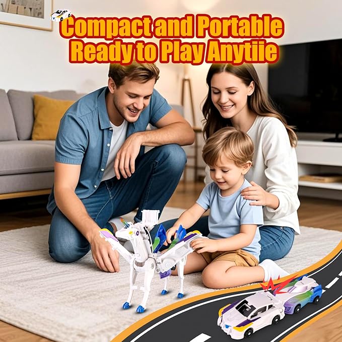 Collision Transforming Dinosaur Car Toy,Transformation Car Toy, 2in1 Magnetic Dinosaur Transformer Cars for Boys & Girls Party Favors Gift for Birthday, Christmas (Blue)