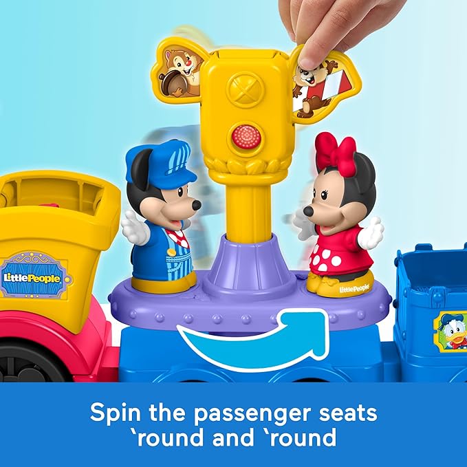 Fisher-Price Little People Toddler Toy Disney Jr Mickey & Minnie Musical Train with 2 Figures for Pretend Play Kids Ages 18+ Months