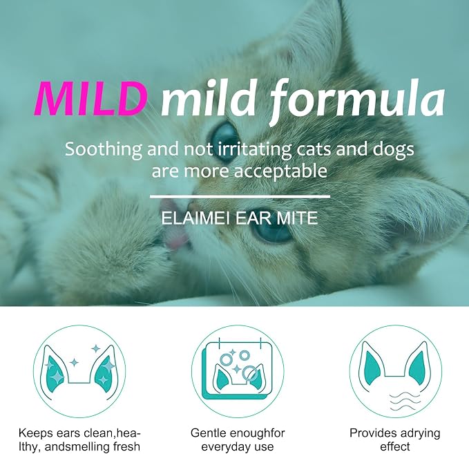 Daiasns Ear Mite Treatment for Cats & Dogs - Fast-Acting Ear Mite Drops, Dog Ear Infection Treatment, Ear Mite Treatment for Dog Yeast Infection, 100% Natural for Ear Relief - 0.75 fl oz (Pack of 1)