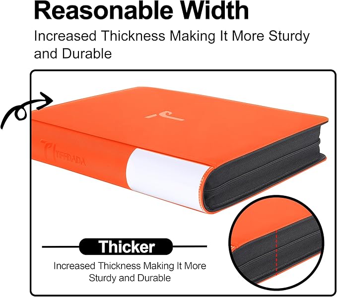 Top Loader Binder for Cards, 9 Pocket, Holds Up to 360 Toploaders with Ringless 20 Double-Sided Sleeves, Side Loading Top Loader Card Binder with Zipper for Trading Sports Cards in 3" x 4" Toploaders