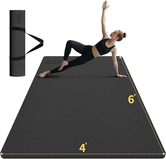Large Yoga Mat (6'x 4')-POE 0.28''/0.32''/0.4'' Thick Fitness Mat, Eco-Friendly Exercise Mat for Home Workouts, Ideal for Yoga and Pilates