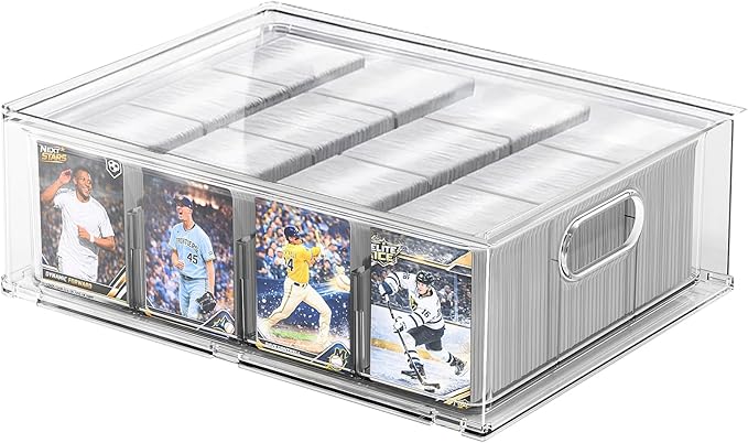 Trading Card Storage Box - Clear Large Storage Organizer Holds 3200 Cards with Foam Inserts Blocks – Display Case for TCG, MTG & Sports Cards (1-Pack)