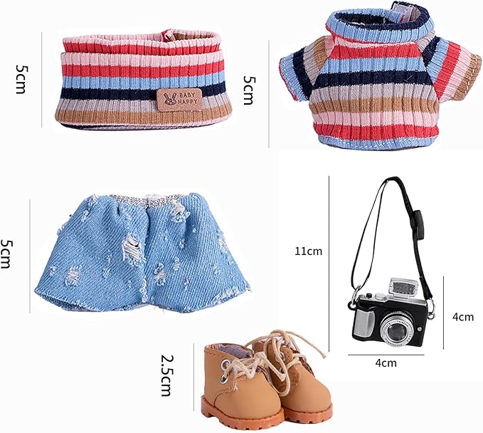 5set 17cm Dolls Clothes Outfit Set - Casual Style Costumes for Doll Figures, Camera Set,Have a seat Clothes - 6.7 Inches Cute Dolls Daily Refill,Gifts for 17cm Doll Lovers (Style-G)
